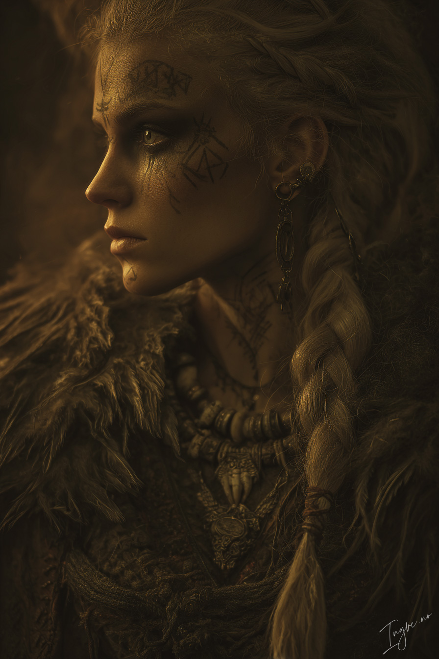 Norse seeress with bone jewelry layered wool and fur runes pa 4e76e2f6 297d 49b7 87bb a02fda853971 0
