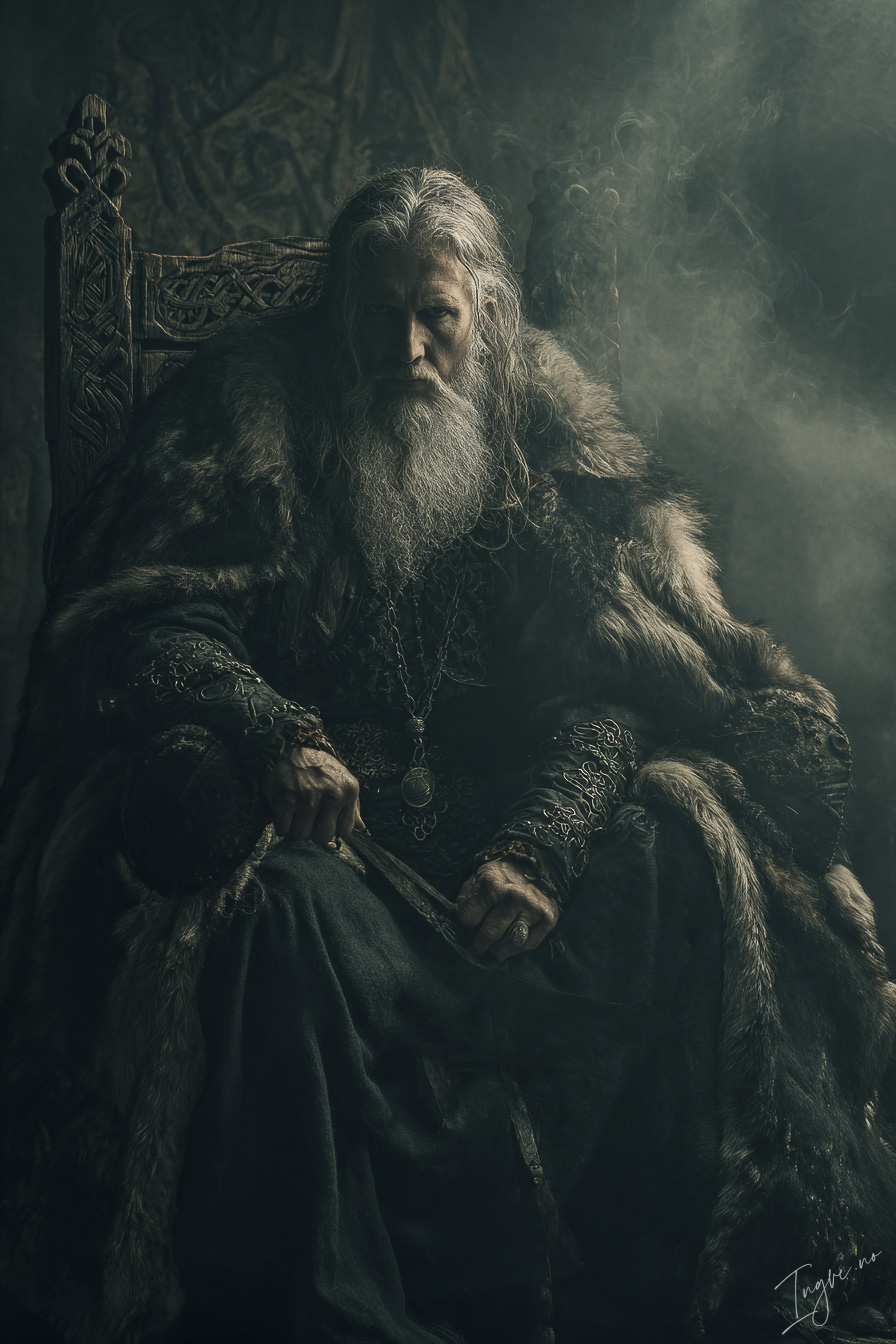Old Viking jarl seated inside a smoky longhouse heavy furs ca ea57be7f f8e6 4e92 a31c 421be5ddaa56 1