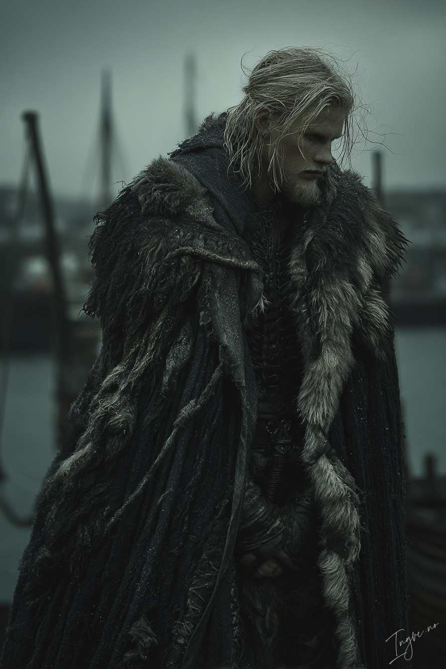 Young Norse warrior returning from sea wet fur cloak weathere adba1a01 e329 4fec aea8 4b46e2718627 2