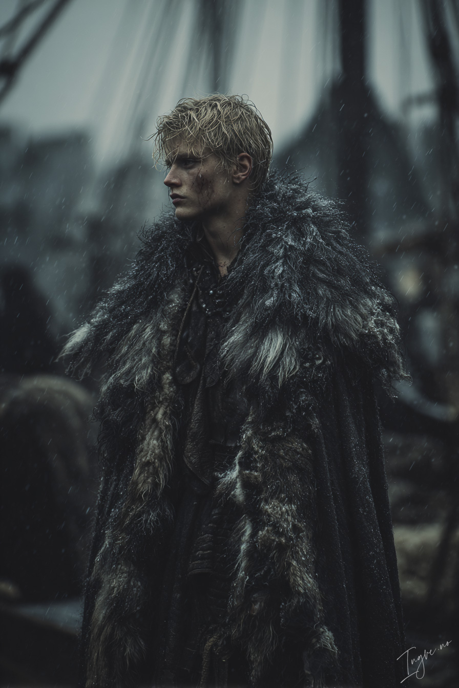 Young Norse warrior returning from sea wet fur cloak weathere adba1a01 e329 4fec aea8 4b46e2718627 3