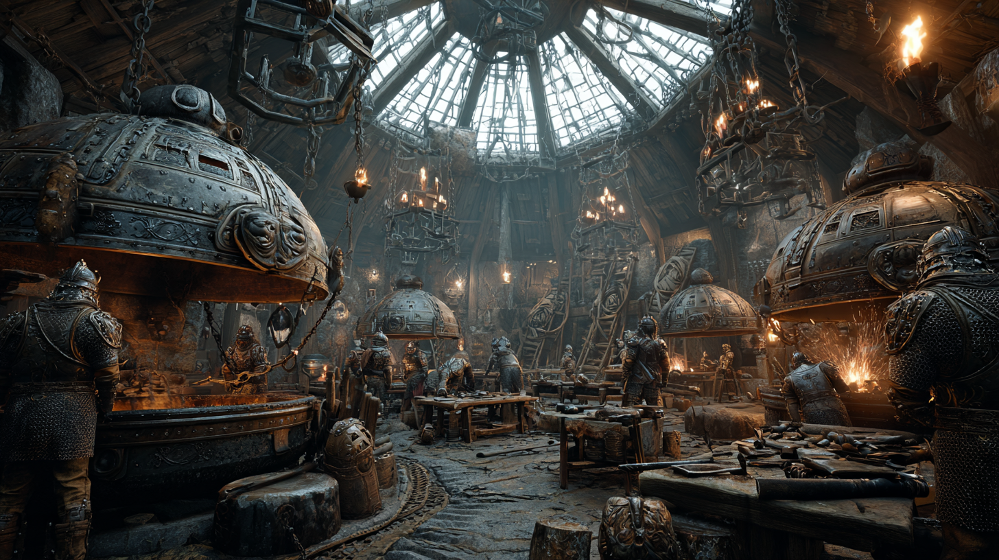 Viking armor workshop inside a mountain filled with molten me 4e46b8e3 a620 4673 afdc f1c3615883a1 1