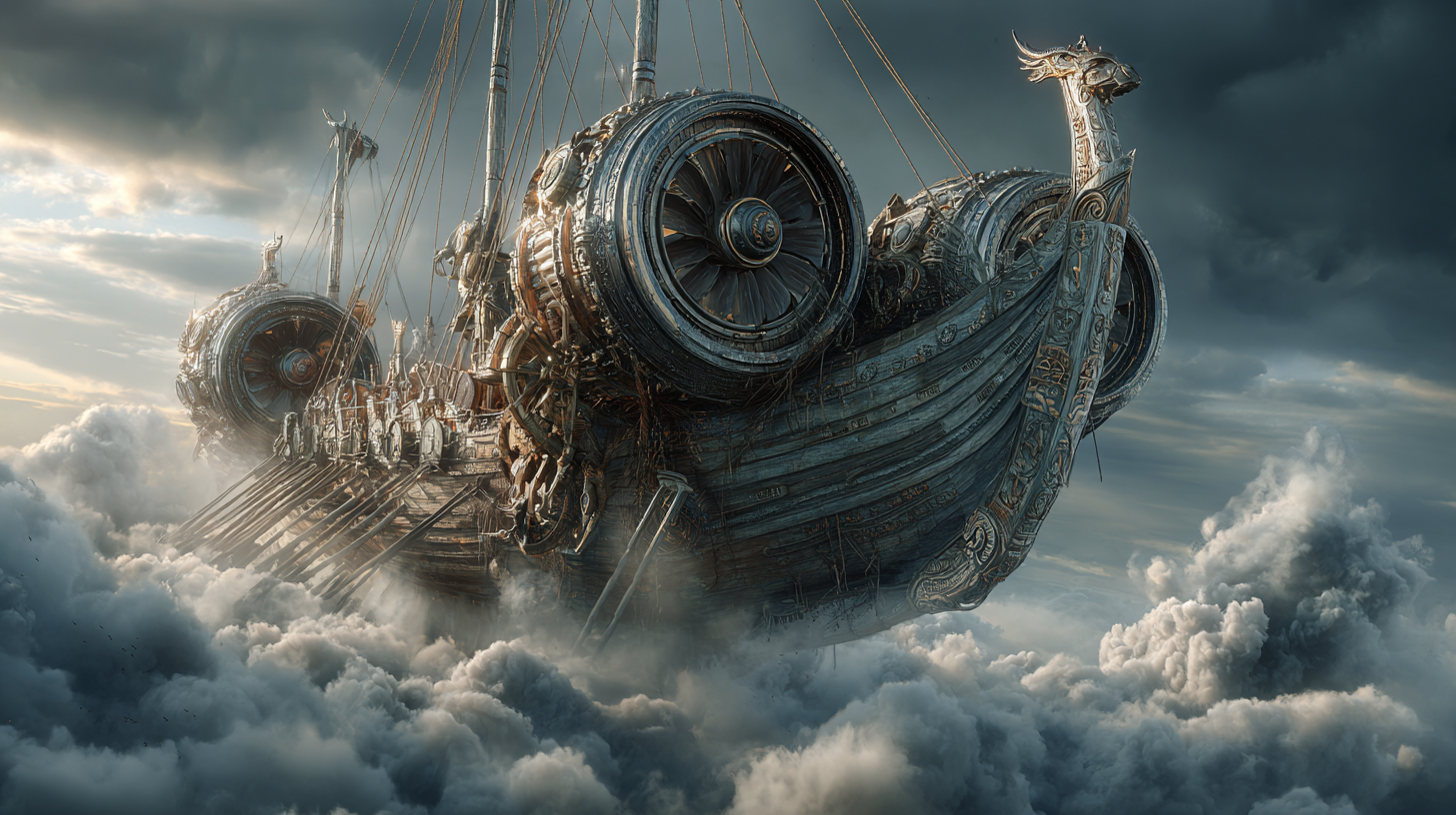 Viking longship sailing through the sky instead of water powe fb07cd73 22da 4848 9b7d 83773b9b20c3 2