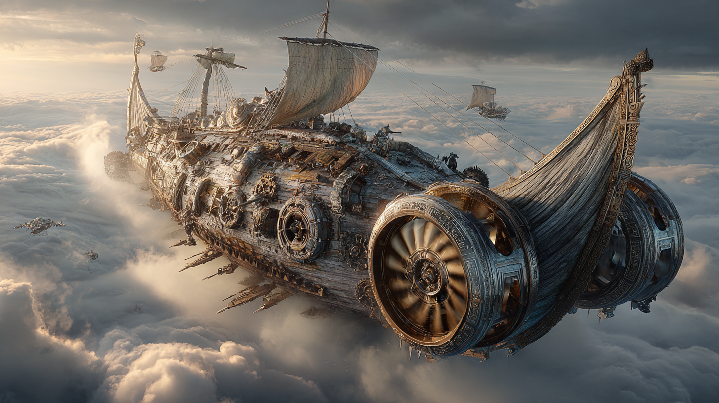 Viking longship sailing through the sky instead of water powe fb07cd73 22da 4848 9b7d 83773b9b20c3 3