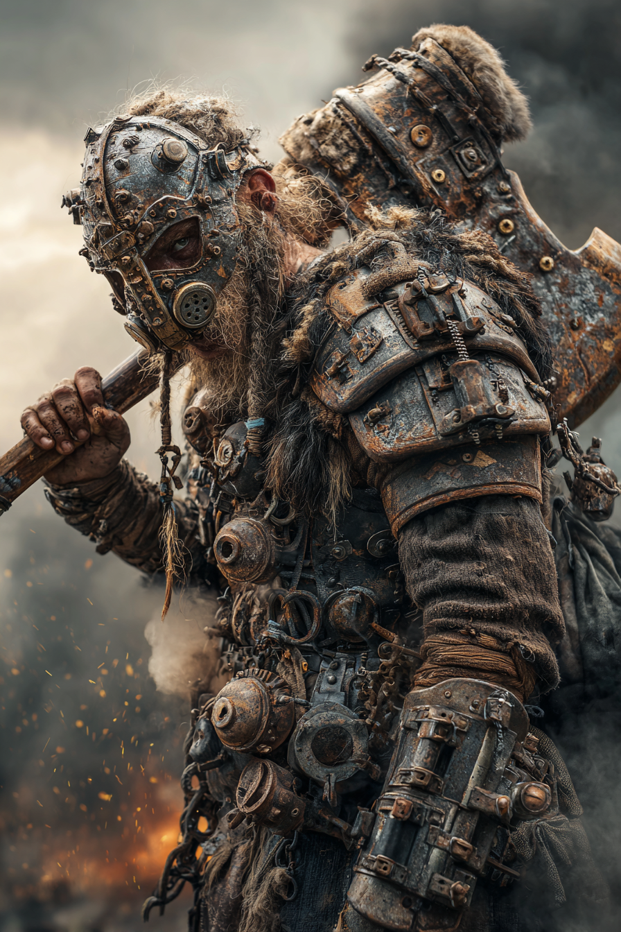 Viking warrior with an impossibly large axe powered by gears 57677338 65c0 493b aeb9 7a29ad9deef3 3