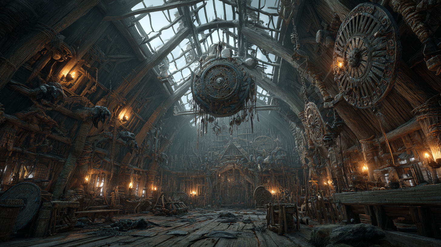 Ancient Viking longhouse filled with uneasy warriors glowing a59c3383 5491 4f27 a85c cc4a717e31fe 2