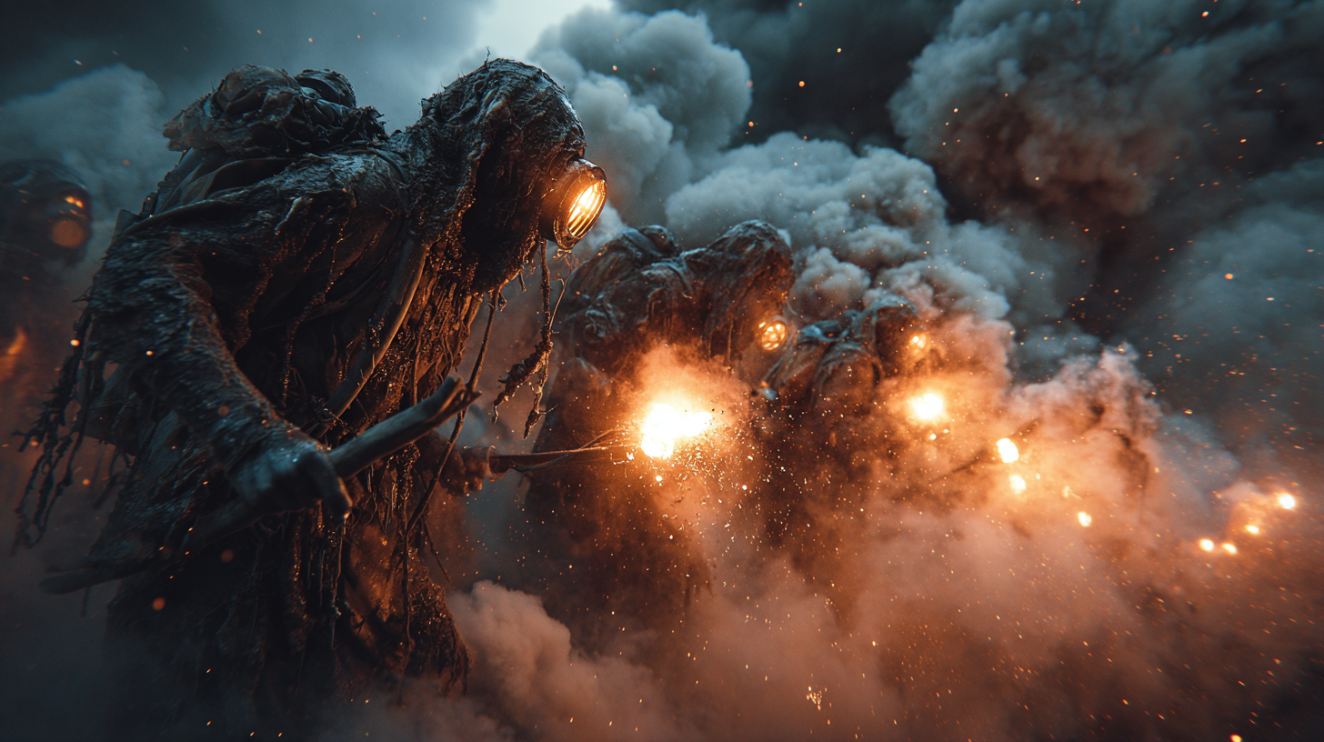 Battlefield where dark shadow creatures emerge from smoke Vik 30b0702a 3170 48c5 9f1d 6adec1242d8a 0