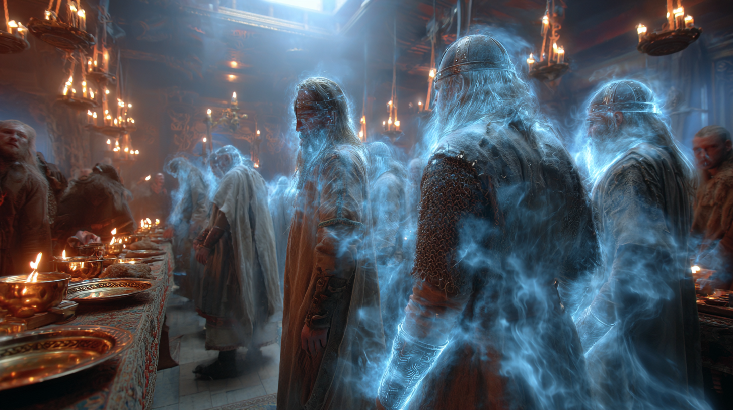 Ghostly Viking warriors entering the feast hall semi transpar 8c03f3fa 0717 487f 96aa 36d279b76eb7 0