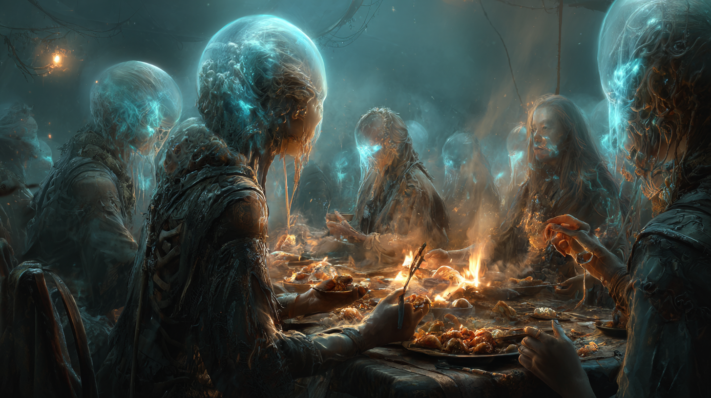 Ghostly fallen warriors joining the feast semi transparent fi 4209cd8b 42eb 4417 81a8 cf1e8e398dbf 0