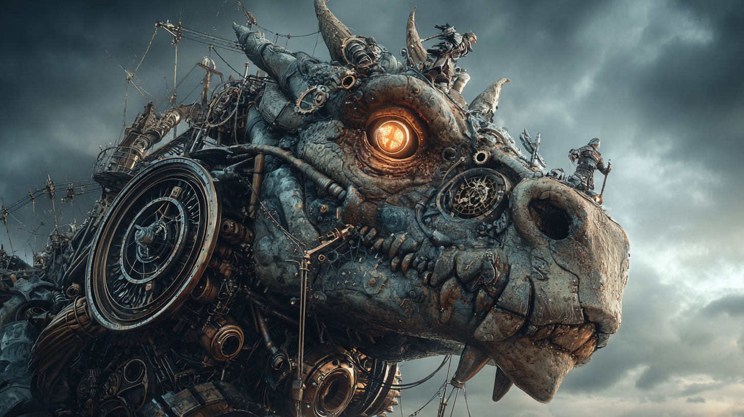 Gigantic Viking war machine shaped like a dragon powered by s 604bfc56 e9cf 4b39 97a2 a6ca0ee46516 2