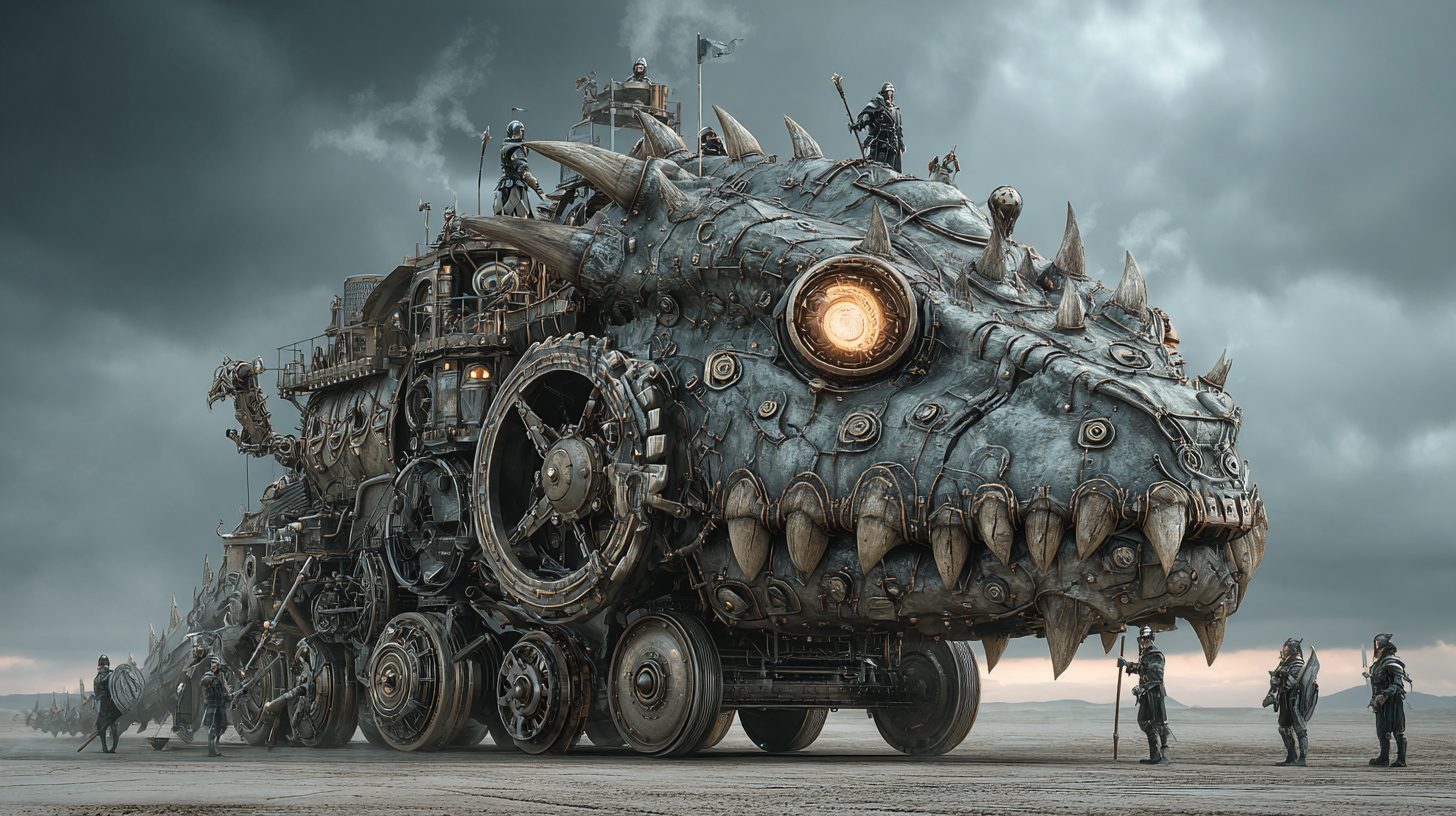 Gigantic Viking war machine shaped like a dragon powered by s 604bfc56 e9cf 4b39 97a2 a6ca0ee46516 3
