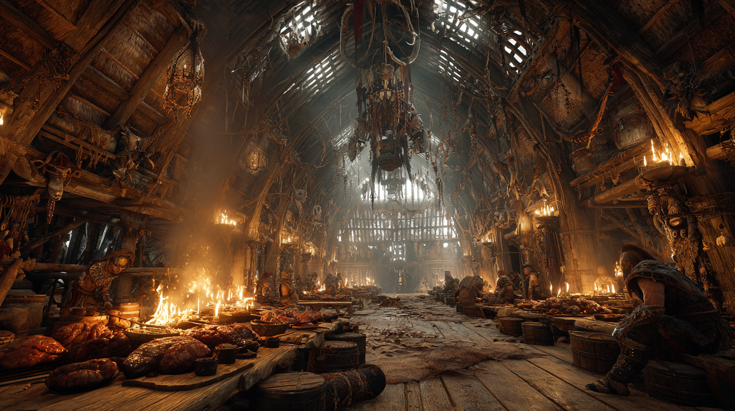 Longhouse packed with warriors shoulder to shoulder shouting 348ce45c 0469 4bae 966e f50587ffbdb8 0