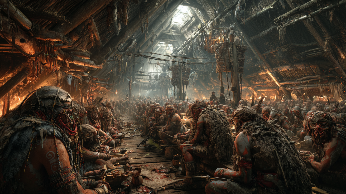 Longhouse packed with warriors shoulder to shoulder shouting 348ce45c 0469 4bae 966e f50587ffbdb8 2