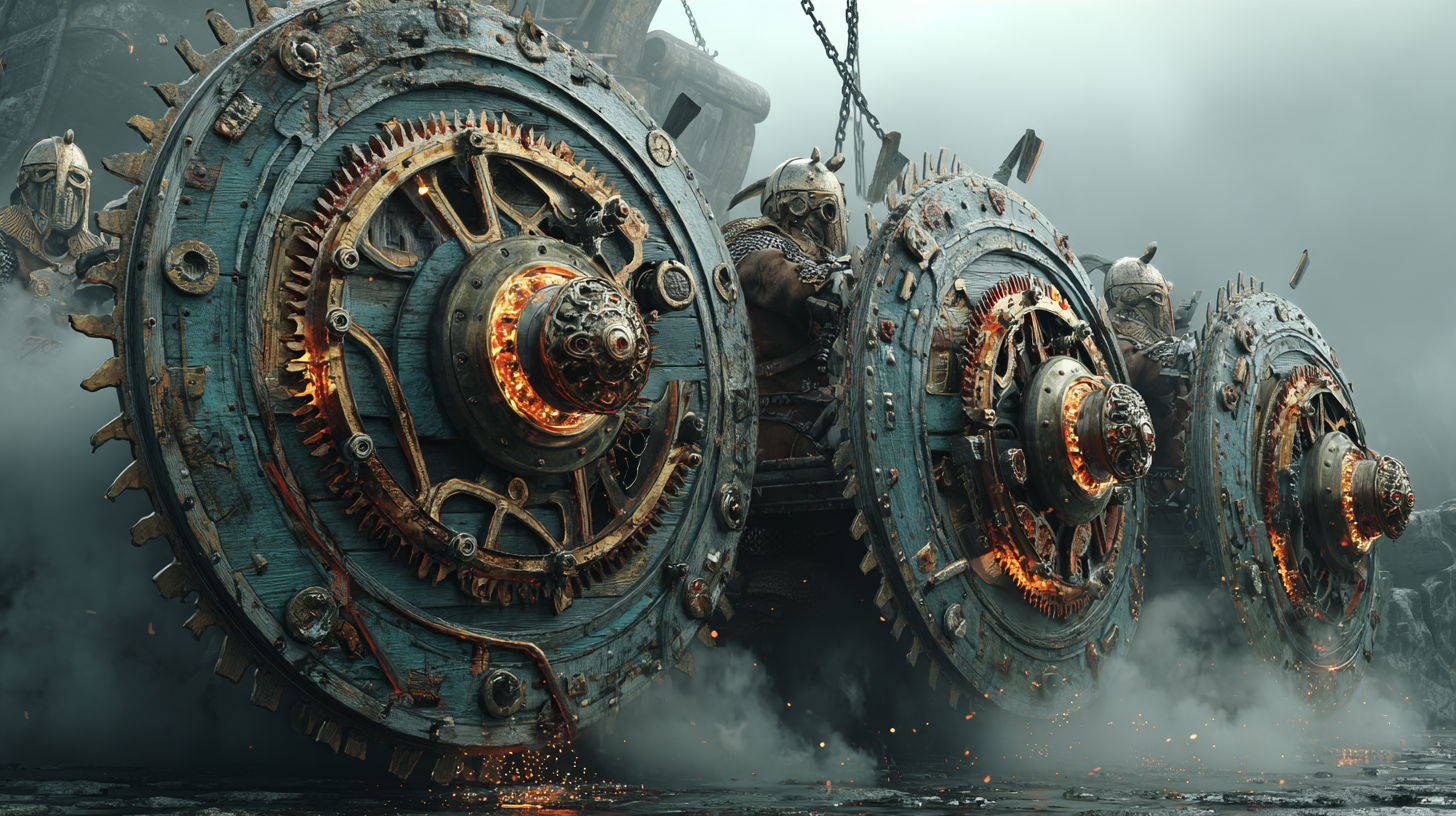 Mechanical Viking shield wall warriors holding shields with r 24a2d93c 048f 484b bae7 6d49455456ff 1