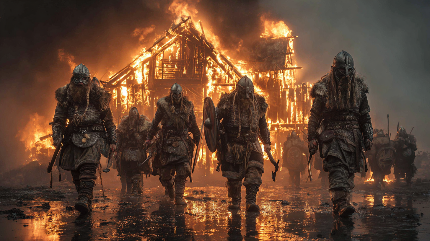 Small group of Viking warriors defending a burning longhouse 5c5e607a 8124 49b0 92b6 5d358e2b2c56 3