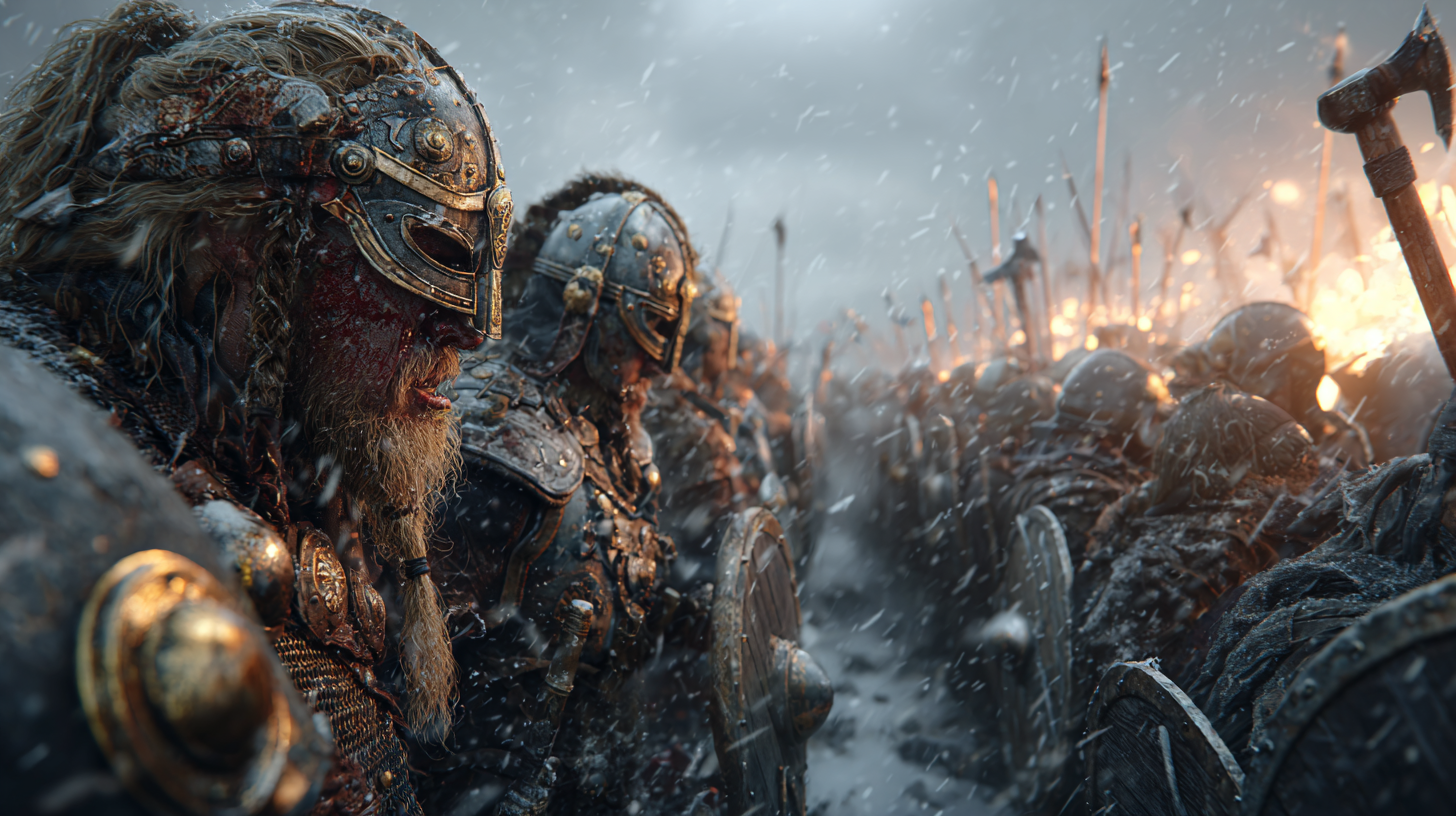 Two colossal Viking armies colliding in a snowstorm axes cras 56feb040 12f4 4de2 8d92 9b0837da40c7 0